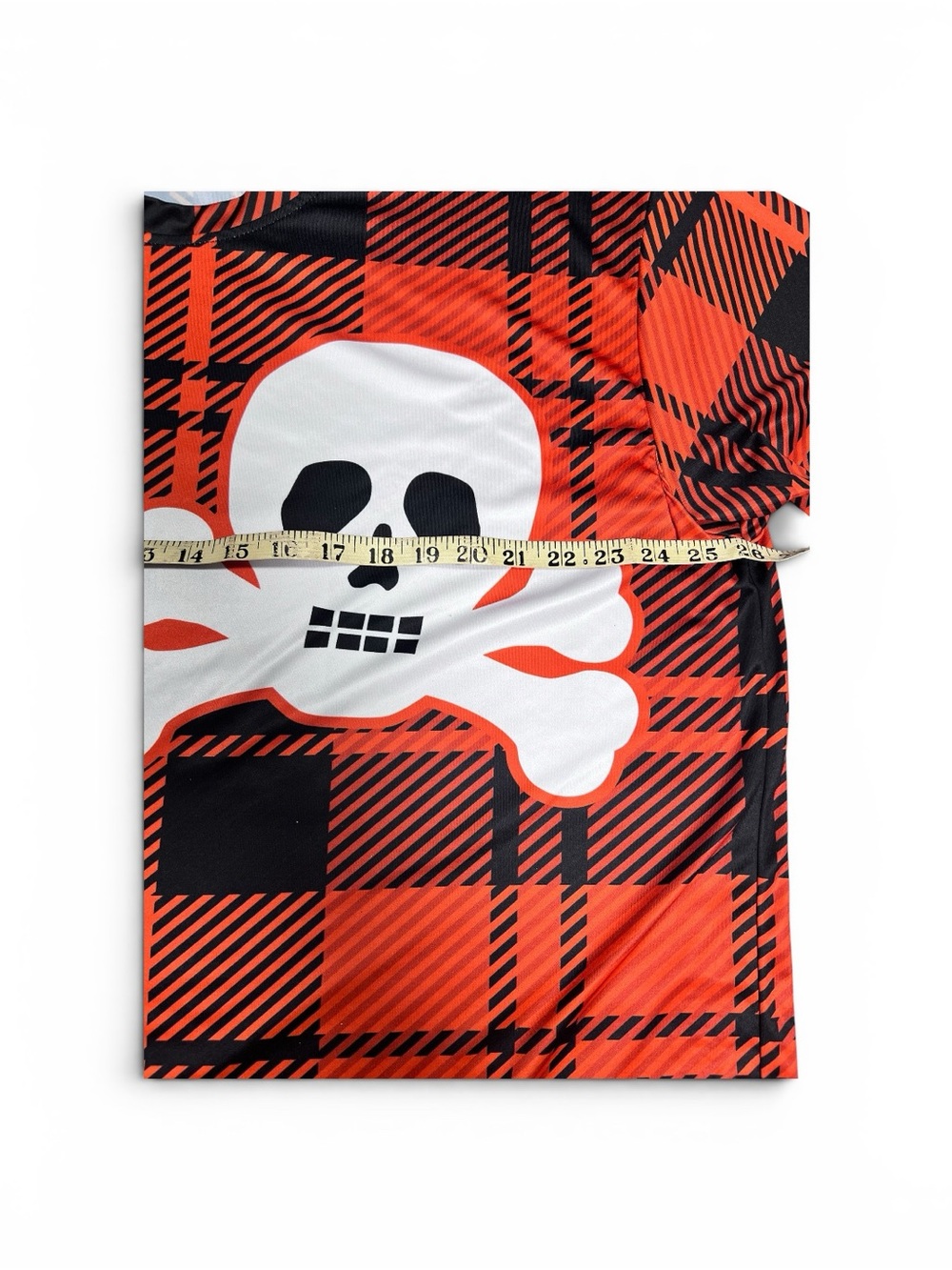 All Hustle Gear Mens Jersey Orange Black Plaid Skull Crossbones Fitz 6 Size 2XL - Picture 5 of 8